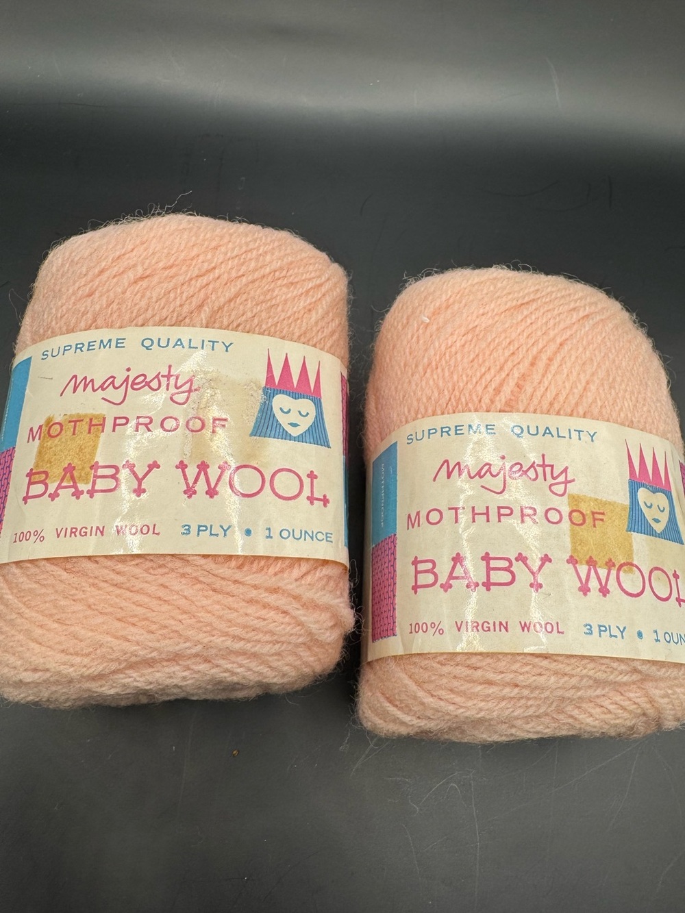 Vintage Majesty Baby Wool Yarn Baby Pink 100% Virgin Wool 3 Ply NOS 2 Skeins